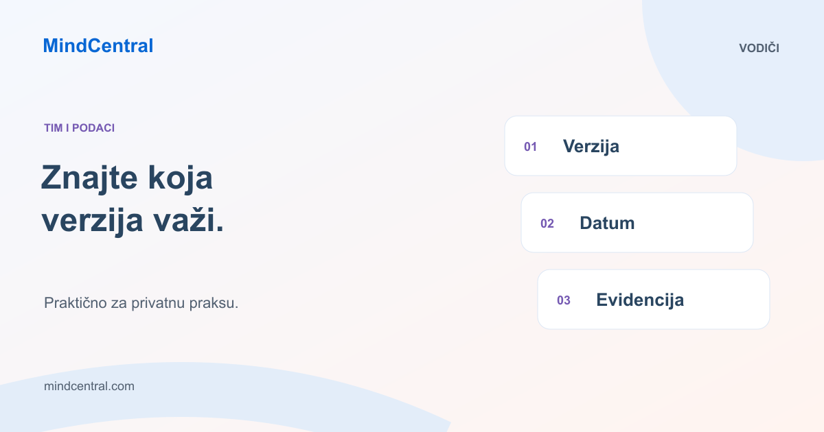 Saglasnosti: verzija, datum i evidencija